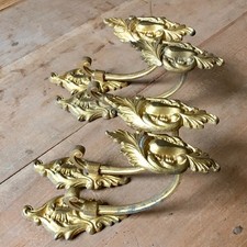 X2 MATCHING PAIRS  Of Curtain Tie Backs Brass Gilt Rococo Vintage FRENCH Gilt