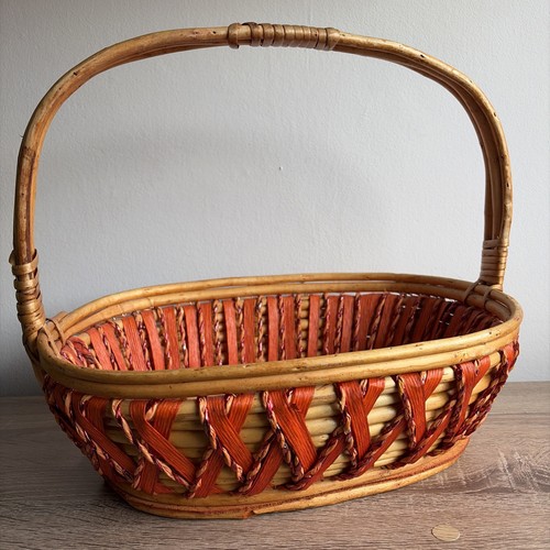 Vintage bamboo wicker - vintage, orange