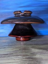Vintage Porcelain Utility Pole Insulator Large Brown Mushroom Shape (G2)