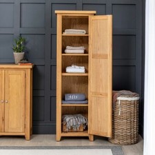 Cheshire Oak Single Shaker Linen Storage Cupboard - AD74-LIN