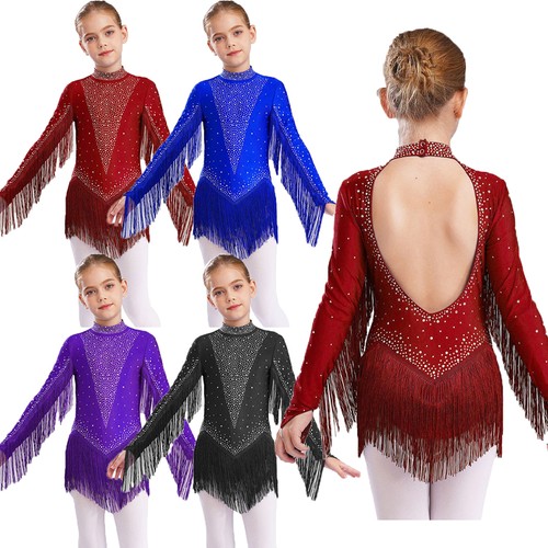 Girls fringe leotard latin - girls,