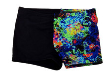 SPEEDO Boys Boxer Swimming Trunks Black Multi-Coloured Drawstring Sz 4 Yrs 13