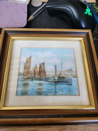 Painting steam tug boat - painting, of