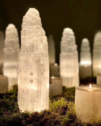 Selenite crystal lamp - crystal,