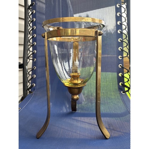Vintage brass tripod hurricane - vintage,
