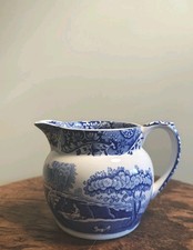 Spode Blue Italian Milk Jug Holds 1/2 Pint Black Backstamp Vintage VGC