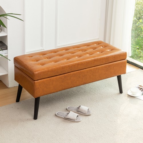 Leather storage ottoman - leather,