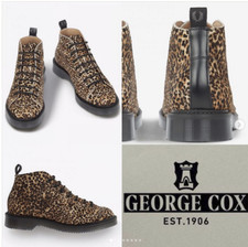 Fred Perry x George Cox Leopard Print Monkey Boots, UK 6 EU 39 – Retail £260