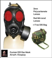 S10 Gas Mask Single Filter Red Mirror  2mm polycarbonate Lenses. Size 2