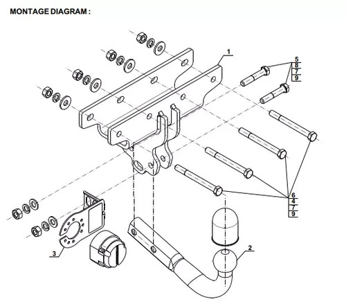 Swan neck tow bar for - for, jeep