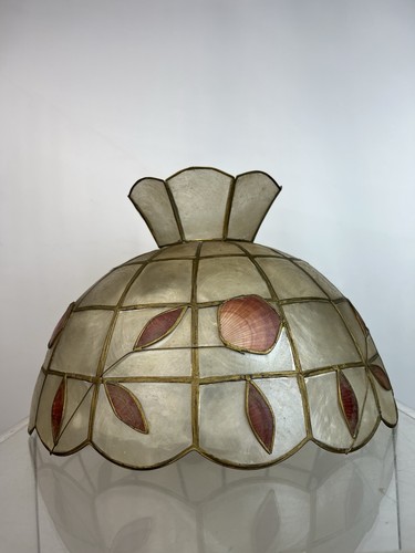 Vintage capiz shell pendant - capiz,