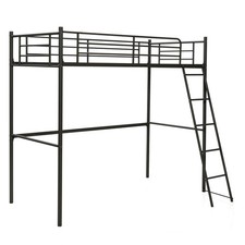 UK 3.5FT Single Metal Loft Bed Frame High Sleeper Bunk Bed Study Desk Cabin Bed