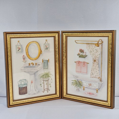 Vintage bathroom art - set, 2