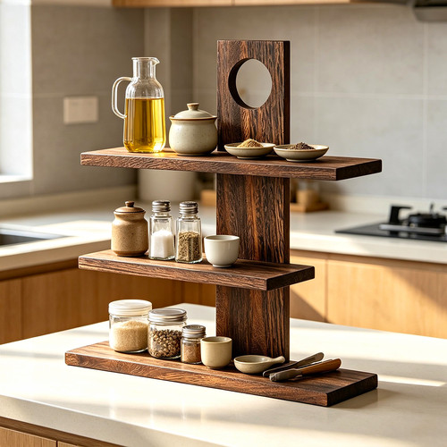 Tier wooden countertop spice - 3,