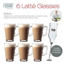 6 TALL LATTE GLASSES COFFEE