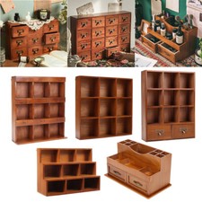 Small Desktop Wooden Storage Unit Jewellery Trinket Box Cabinet Display Shelves