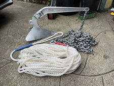 7kg Plough -CQR  style boat anchor Kit 8metres Of 8mm chain 30m  12mm Nylon rope