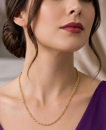 18ct gold oval belcher chain - 18ct,