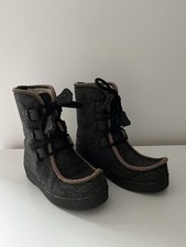Vintage Penelope Chilvers Grey Wool Shearling-Lined Incredible Boots 37 RRP £389