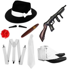 1920S GANGSTER FANCY DRESS MENS COSTUME SET AL CAPONE MAFIA GODFATHER OUTFIT
