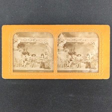 Stereoscope Polyramic viewer card C1860. 'Satan En Voyage' Coloured, Pricked.