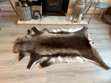 Genuine new Norwegian reindeer skin - brown, beige with white  - very soft 