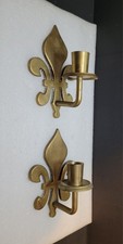 2 x Vintage Brass Fleur De Lis