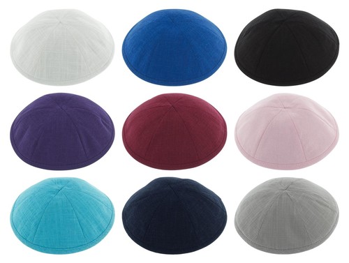 Deluxe linen kippah with - deluxe,