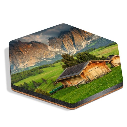 Hexagon mdf coaster dolomites - hexagon,