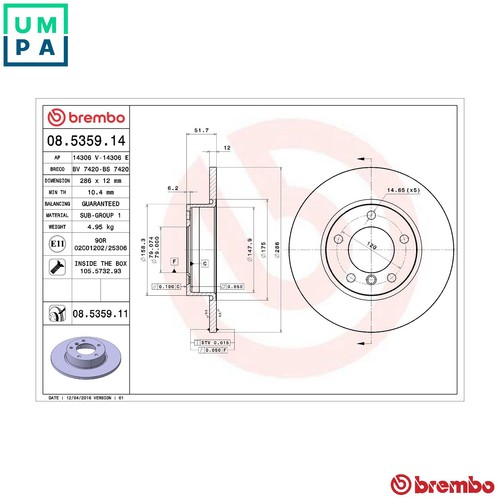 Brake disc 5359 11 - 08.5359.11, for