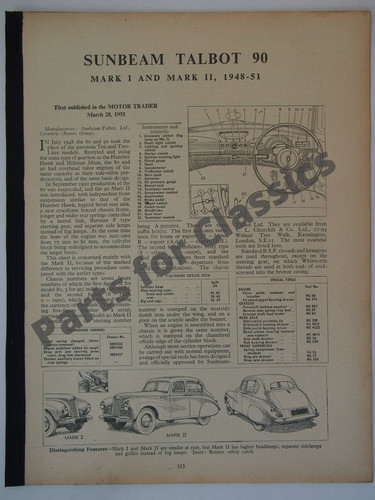 Sunbeam talbot service data - sunbeam, 90