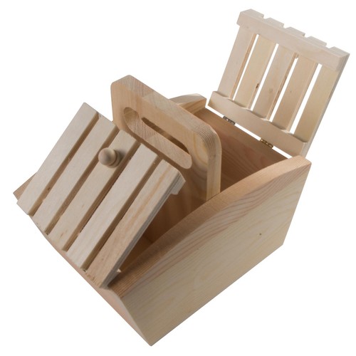 Small wooden thread box with - small,