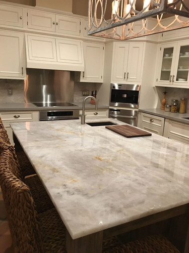 Designer white quartz - white, kitchen