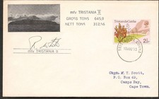 Tristan Da Cunha Stamps 1973 MFV Tristania II Signed Cover To Cape Town