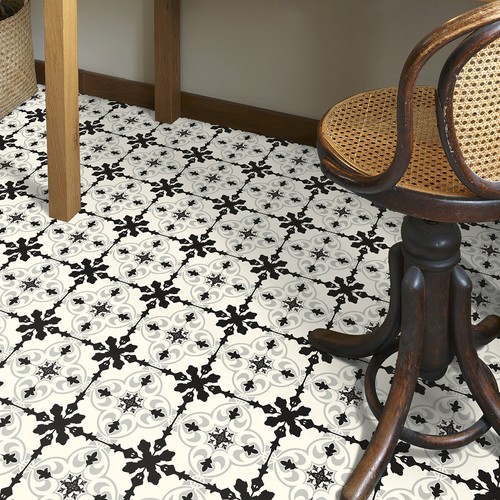 Black white victorian tile - &,