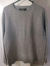 PAUL COSTELLOE UK 14 GREY JUMPER SWEATER CASUAL WOMENS 80% WOOL BLEND CABLE KNIT