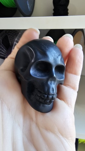 Black obsidian skull - black, crystal