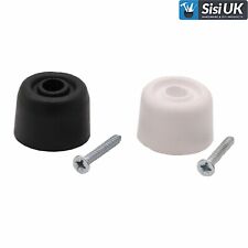 4x Rubber Door Stopper White or Black 28mm - Includes Screws - Stops Stopper