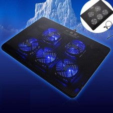 Quiet Laptop Cooler 4 Powerful Fans Gaming Cooling Mat Pad Stand Tilt for 12-17"