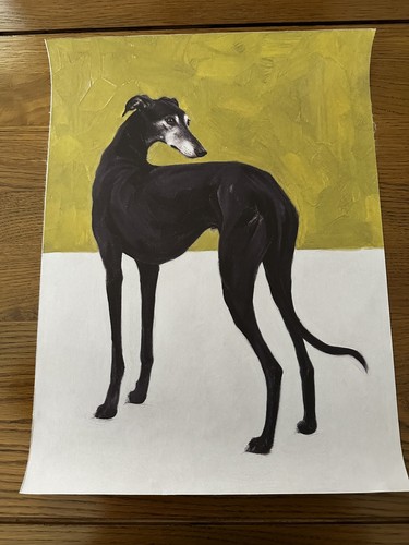 Black whippet greyhound canvas - black,