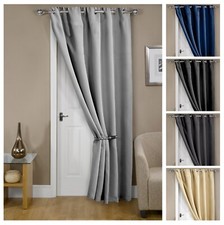 Thermal Blackout Door Curtain Bedroom Woven Eyelet Ring Top Single Panel - Cali