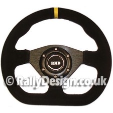 Steering Wheel 285mm D Style Black Suede Fits OMP Race Rally Road SVi-5285BSU