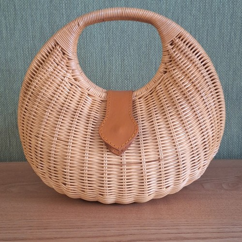 Boho crescent wicker handbag - boho,