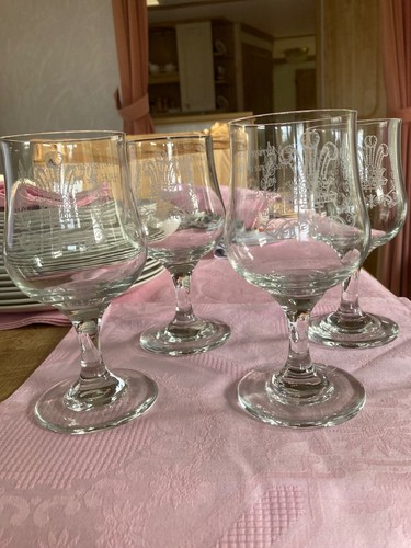 Vintage etched glasses royal - glasses,