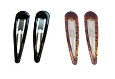 9cm Hair Slides Large Epoxy Sleepies Bendies Snap Clips Grips Pack 2 Black Tort