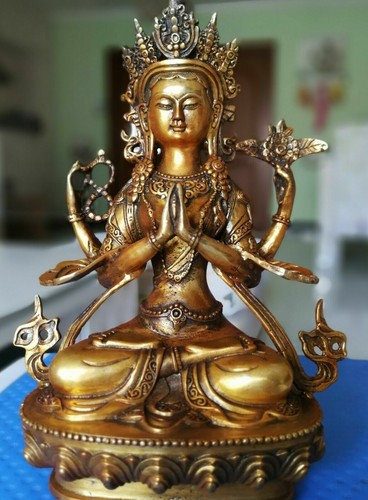 Tibetan buddha divinity bronze - tibetan,