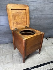 Antique Wood Commode Chamber Pot Chair Toilet Potty Cabinet Frame Wooden