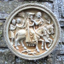 Medieval Woodland Scene, Lovers Tryst, Wall Plaque-Garden Sculpture-Cast stone
