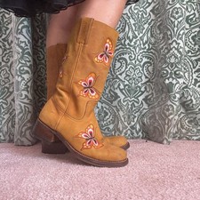 Embroidered Sancho Western Boots Butterfly’s Cowboy Campus Leather Suede 39 6