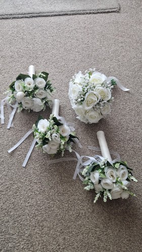 White rose bridal bouquet and - white,
